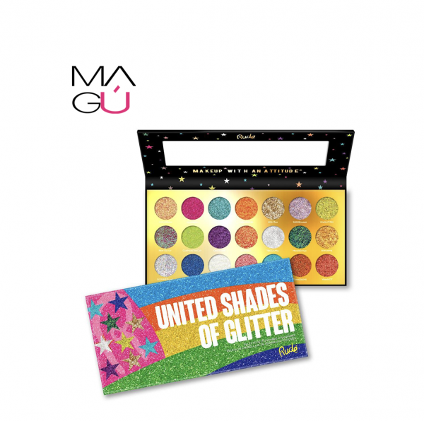 Paleta de Sombras United Stades of Gliter marca Rude